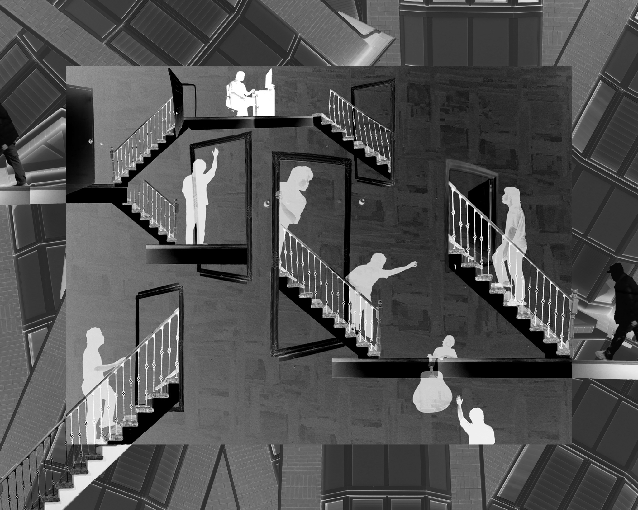 Inside Out poster with black-and-white architectural space and figures